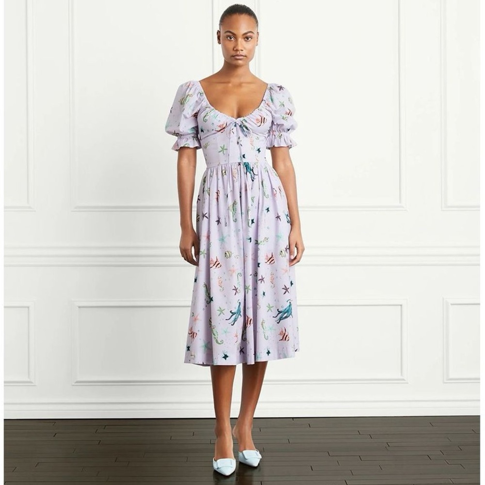 NWT Hill House Ophelia Dress - midi size Small - lavender ocean theme